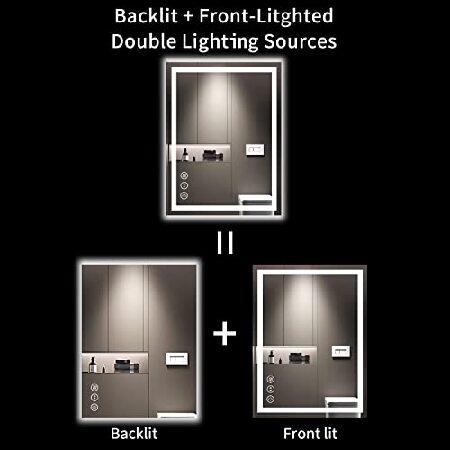20X28 LED Bathroom Mirror with Lights, Anti-Fog, Dimmable, Backlit + Front Lit, Lighted Bathroom Vanity Mirror for Wall, Memory Function, Temper 【FJCCHHAFKG】