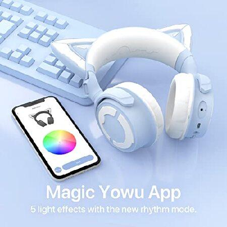 YOWU RGB 猫耳ヘッドホン　カラー 水色 Amazon.com: YOWU Cat Ear Headphones CE, Wired/Wireless Blue