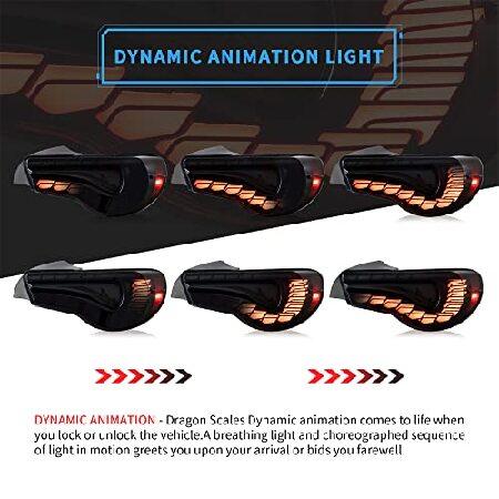 VLAND LED Tail lights Compatible with Scion Fr-s 2013-2016 Toyota86/ Subuaru Brz 2013-2020 w/Amber Sequential, w/3D Dynamic Animation Dragon Scale DRLの画像