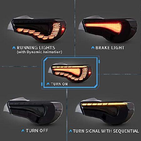 VLAND LED Tail lights Compatible with Scion Fr-s 2013-2016 Toyota86/ Subuaru Brz 2013-2020 w/Amber Sequential, w/3D Dynamic Animation Dragon Scale DRLの画像