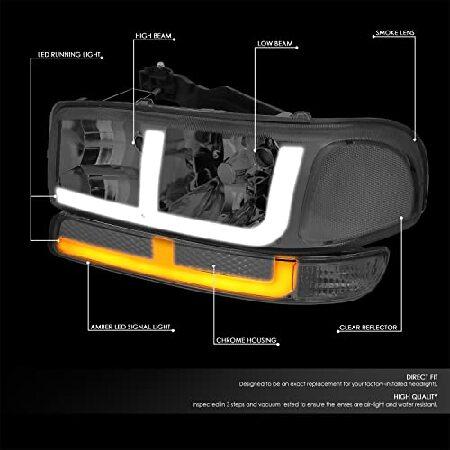 DNA MOTORING HL-LB4-SIERRA99-SM-CL1 Pair of Smoked Lens Clear Reflector Headlights Compatible with 99-06 Sierra 1500/01-06 Sierra 1500 HD, NOT Fit Denの画像