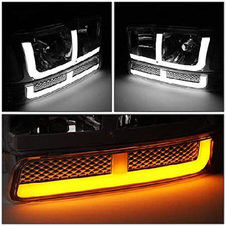 DNA MOTORING HL-LB4-SIERRA99-SM-CL1 Pair of Smoked Lens Clear Reflector Headlights Compatible with 99-06 Sierra 1500/01-06 Sierra 1500 HD, NOT Fit Denの画像