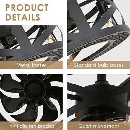 7PMBEANE　Caged　Ceiling　Fans　Ceiling　Remote　20&quot;　Motor,　with　Industrial　Lights　Noiseless　Fan　Control,　Speeds,　Lights　Low　Pr　Timing,　Bladeless　with