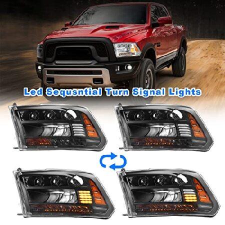 ROXX Full Led Headlights Assembly for 2009-2018 Dodge Ram 1500/2500/3500 and 2019-2022 Dodge Ram 1500 Classic Project (LED/HID type), Led High Low Beaの画像