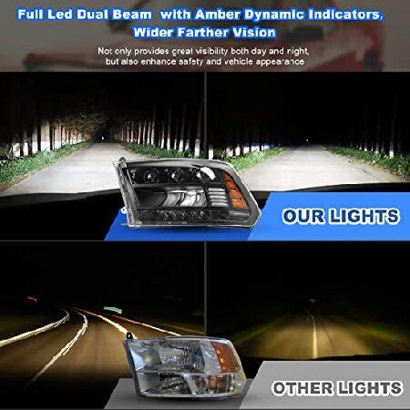 ROXX Full Led Headlights Assembly for 2009-2018 Dodge Ram 1500/2500/3500 and 2019-2022 Dodge Ram 1500 Classic Project (LED/HID type), Led High Low Beaの画像