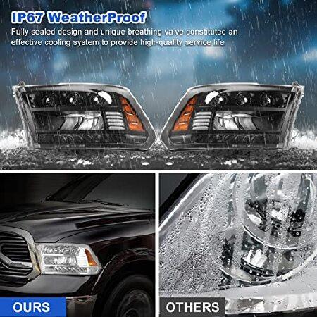 ROXX Full Led Headlights Assembly for 2009-2018 Dodge Ram 1500/2500/3500 and 2019-2022 Dodge Ram 1500 Classic Project (LED/HID type), Led High Low Beaの画像
