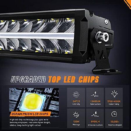 Nilight 16 Inch LED Light Bar DRL 120W 12400LM Anti-Glare Flood Spot Offroad LED Driving Light IP68 w/ 16AWG DT Connector Wiring Harness for Pickup Tr_1