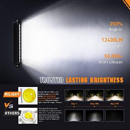 Nilight 16 Inch LED Light Bar DRL 120W 12400LM Anti-Glare Flood Spot Offroad LED Driving Light IP68 w/ 16AWG DT Connector Wiring Harness for Pickup Tr_2