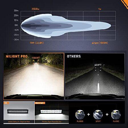Nilight 16 Inch LED Light Bar DRL 120W 12400LM Anti-Glare Flood Spot Offroad LED Driving Light IP68 w/ 16AWG DT Connector Wiring Harness for Pickup Tr_3