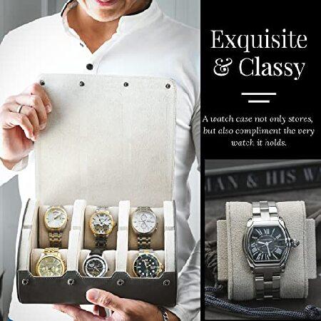 Gray/Ivory 6 Watch Travel Case for Men - Gift idea for Man