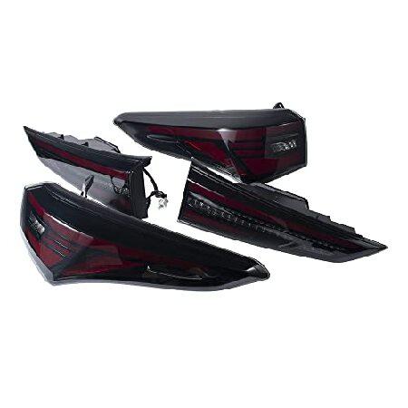 Completed Set Tail Lights + Trunk Lamps + Connecting Wires + Backboards Compatible with 2020-2022 Toyota Highlander Drive Passenger Side (Smoke Lens)の画像