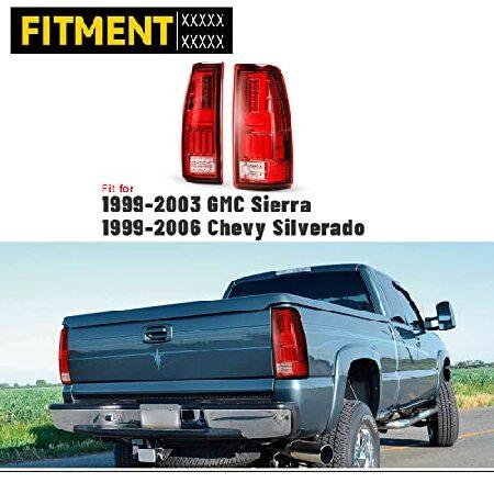 AUTOFREE LED Taillights Assembly Compatible for 1999-2006 Chevy Silverado/ 1999-2002 GMC Sierra 1500 2500 3500 LED DRL Tail Lamps Replacement for Pickの画像