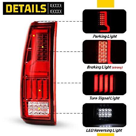 AUTOFREE LED Taillights Assembly Compatible for 1999-2006 Chevy Silverado/ 1999-2002 GMC Sierra 1500 2500 3500 LED DRL Tail Lamps Replacement for Pickの画像