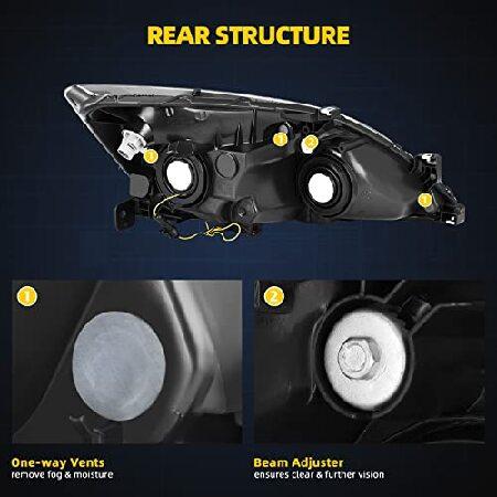 DWVO Headlights Assembly Compatible with 2003 2004 2005 2006 2007 Accord Headlamp with Led DRL Black Housing Clear Reflector Pair Driver and Passengerの画像