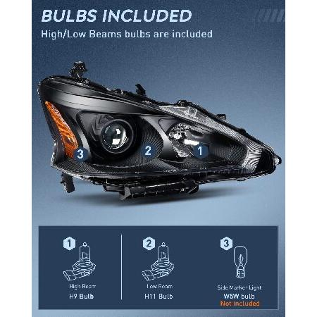 Nilight ヘッドライトアセンブリ 2013 2014 2015 Altima 4ドア セダン アドバンスベース 専用 SL S SV Sense セダン 4ドア 交換用ヘッドランプ クリアプロジェクの画像