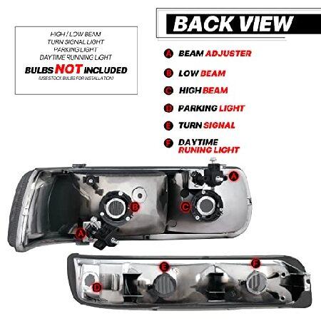 M-AUTO Headlights Assembly Compatible with 99-02 Chevy Silverado 1500HD 2500HD 3500HD / 00-06 Suburban 1500 2500 Tahoe 2/4-Door, OE Style Chrome Housi_2