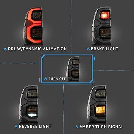 VLAND LED Tail Lights Compatible with Toyota Hilux 2015-2020 Revo(NOT for Tonka) Pickup Truck, Rear Lamp Assembly w/Dynamic Animation Running Light, Pの画像