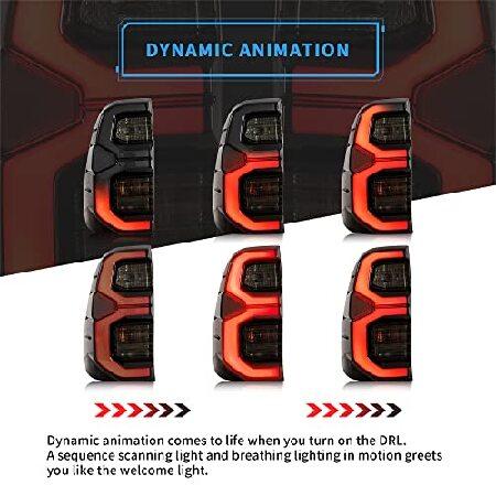 VLAND LED Tail Lights Compatible with Toyota Hilux 2015-2020 Revo(NOT for Tonka) Pickup Truck, Rear Lamp Assembly w/Dynamic Animation Running Light, Pの画像