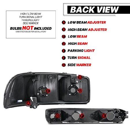 M-AUTO OE Style Black Headlight Assembly Replacement for 99-07 GMC Sierra 1500/99-04 2500/01-07 1500 HD/2500 HD/3500 HD / 99-06 Yukon / 00-06 Yukon XLの画像