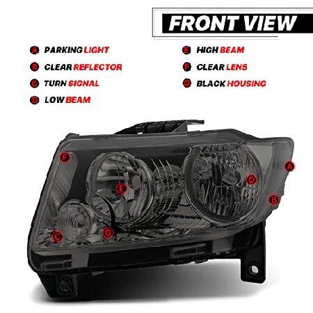 M-AUTO Pair Chrome Housing Smoke Lens Clear Corner Headlights Compatible with 2011 2012 2013 Jeep Grand Cherokee Left and Right Driver and Passenger Sの画像