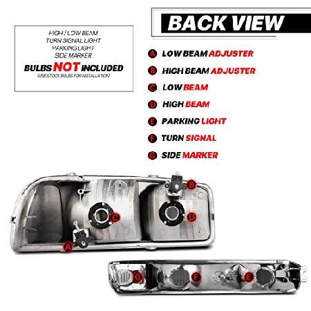 M-AUTO 4PC Chrome OE Style Headlamp Assembly Replacement for 99-07 GMC Sierra 1500/99-04 2500/01-07 1500 HD/2500 HD/3500 HD / 99-06 Yukon / 00-06 Yukoの画像