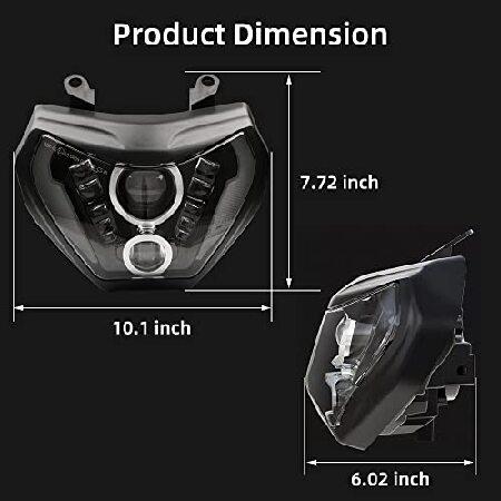 BYKIT LEDオートバイヘッドライトアセンブリ ヤマハ MT-07 2018 2019 MT-09 FZ-09 2014 2015 2016 LEDプロジェクターヘッドライトアセンブリ DRLデイタイムランの画像