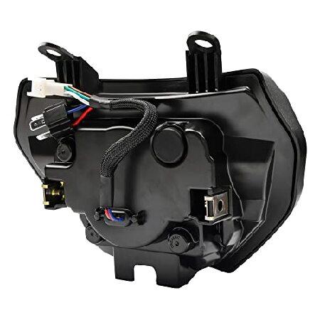 BYKIT LEDオートバイヘッドライトアセンブリ ヤマハ MT-07 2018 2019 MT-09 FZ-09 2014 2015 2016 LEDプロジェクターヘッドライトアセンブリ DRLデイタイムランの画像