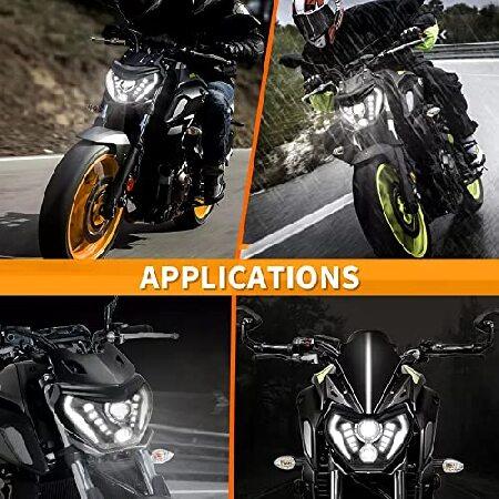 BYKIT LEDオートバイヘッドライトアセンブリ ヤマハ MT-07 2018 2019 MT-09 FZ-09 2014 2015 2016 LEDプロジェクターヘッドライトアセンブリ DRLデイタイムランの画像