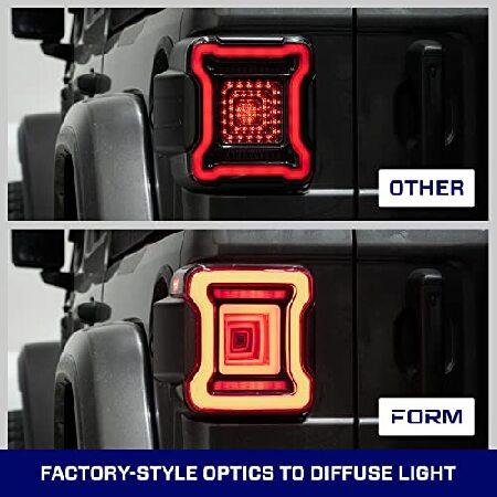 Form Lighting Sequential LED Tail Lights compatible with Jeep JL Wrangler 2018-2023 (pair), Smokedの画像