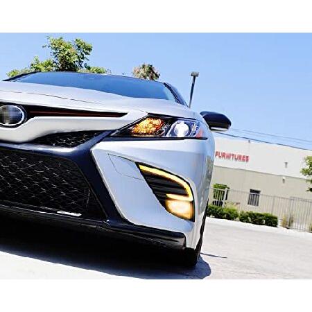 iJDMTOY OEM-Spec Amber Yellow 15W High Power LED Fog Light Kit w/ White/Amber Switchback LED Daytime Running Light Bezels Compatible With 2018-2020 To_4