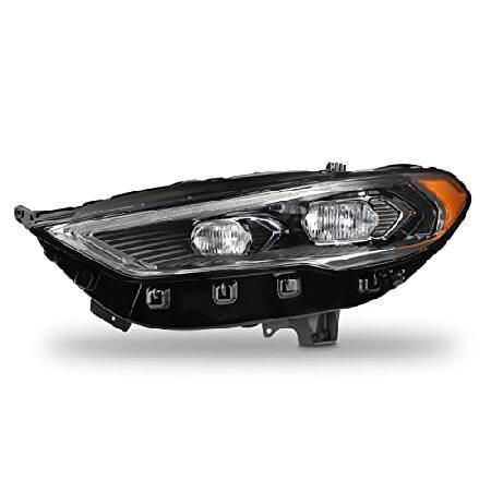 AKKON - Fits 2017-2022 Ford Fusion [Full LED] DRL Running Tube Turn Signal Projector Chrome Headlight Driver Left Sideの画像