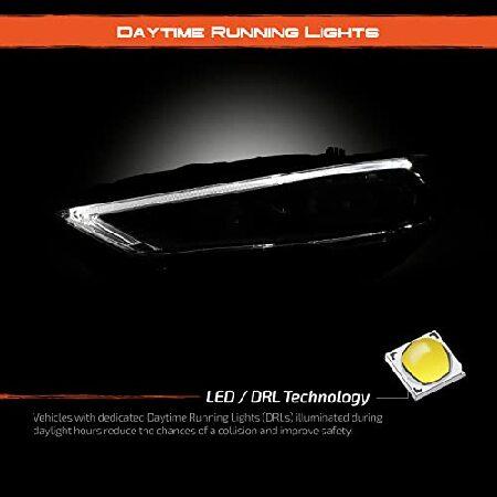 AKKON - Fits 2017-2022 Ford Fusion [Full LED] DRL Running Tube Turn Signal Projector Chrome Headlight Driver Left Sideの画像