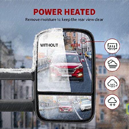 YITAMOTOR 牽引ミラー 2014-2018 シボレー シルバラード 1500 2015-2018 GMC シエラ 2500 HD / 3500 HD 牽引ミラー 電源加熱LEDウィンカーライト 伸縮式ペアセッ