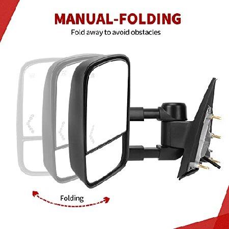 YITAMOTOR 牽引ミラー 2014-2018 シボレー シルバラード 1500 2015-2018 GMC シエラ 2500 HD / 3500 HD 牽引ミラー 電源加熱LEDウィンカーライト 伸縮式ペアセッ