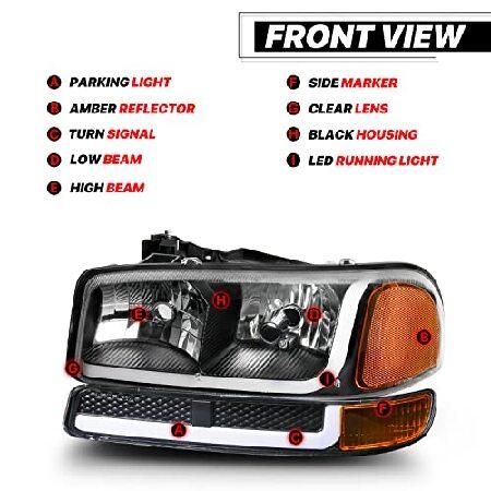 M-AUTO 4PC Switchback LED DRL Strip Headlights + Bumper Lamps Compatible with 99-07 GMC Sierra 1500/99-04 2500/01-07 1500 HD/2500 HD/3500 HD/99-06 Yuk_1