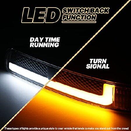 M-AUTO 4PC Switchback LED DRL Strip Headlights + Bumper Lamps Compatible with 99-07 GMC Sierra 1500/99-04 2500/01-07 1500 HD/2500 HD/3500 HD/99-06 Yuk_3