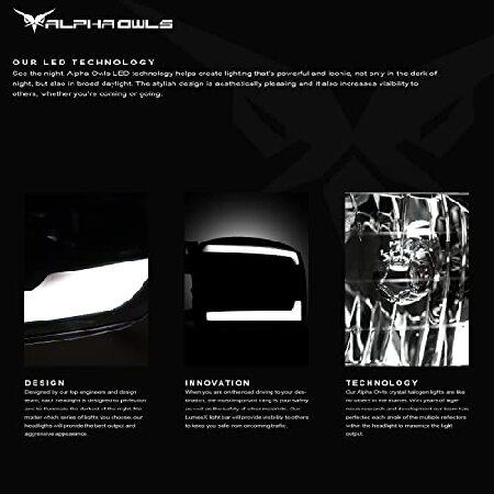 Alpha Owls 8711682 Crystal Headlights With White LED Light Bar - Black Amber Fits 2004-2008 Ford F150 / 2006-2008 Lincoln Mark LTの画像