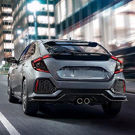 VLAND Smoke Tail Lights Compatible with 10th Gen Honda Civic Hatchback/Type R 2018-2021 (NOT For Coupe) w/Animation w/Sequential Turn Signal, Tinted,の画像