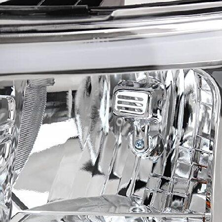 SPEC-D TUNING Chrome Housing Clear Lens Headlights with LED Strip Compatible with 2007-2013 Chevy Silverado 1500/2500HD/3500HD, Left + Right Pair Headの画像