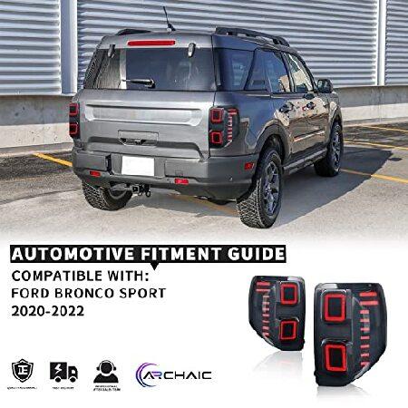 Archaic Tail Light Assembly for Ford Bronco Sport 2020-2022 w/Sequential Turn Signals/Start Up Animation Brake Reverse Light DRL,LED Tail Lampsの画像