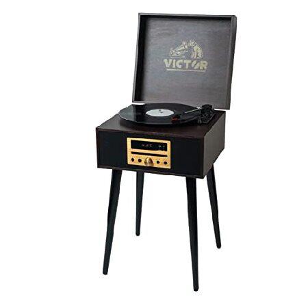 ショッピング超安い VICTOR Newbury 8-in-1 Turntable Music Center with 3-Speed Record Player， CD/MP3 Player， FM Radio， Dual Bluetooth In ＆ Out， USB Playback ＆ Record， Bu