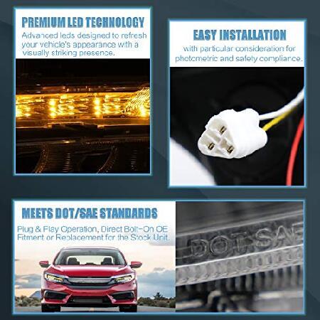 VLAND LEDヘッドライトアセンブリ 2016-2021 第10世代 Honda Civic DRL用 スタートアップアニメーション付き プラグアンドプレイ ブルーの画像