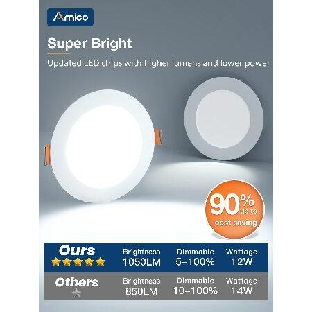 Amico　24　Pack　Recessed　4000K　2700K　Dimmab　with　Ceiling　5000K　Ultra-Thin　Box,　Selectable,　1050LM　Junction　3500K　Inch　LED　Light　3000K　5CCT　Brightness,