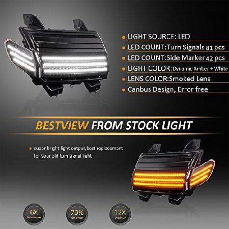 Bestview Led Fender Side Marker Turn Signal Lights Kits for Jeep Wrangler JL 2018-2020 Sequential Amber Turn Signals＆White DRL, Smoked Len 4pcsの画像