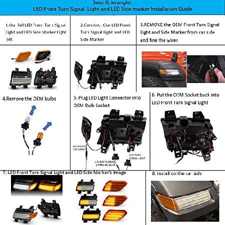 Bestview Led Fender Side Marker Turn Signal Lights Kits for Jeep Wrangler JL 2018-2020 Sequential Amber Turn Signals＆White DRL, Smoked Len 4pcsの画像