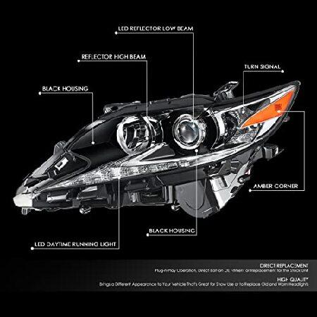 DNA MOTORING OEM-HL-0136-L Left Side Halogen / LED Headlight Compatible with 2016-2018 ES300h / ES350, Black Housing Amber Reflectorの画像