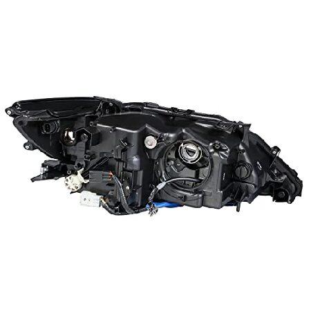 DNA MOTORING OEM-HL-0136-L Left Side Halogen / LED Headlight Compatible with 2016-2018 ES300h / ES350, Black Housing Amber Reflectorの画像