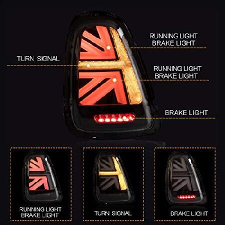 VLAND Union Jack Tail lights Assembly Fit for BMW Mini Cooper R56 R57 R58 R59 2007-2013， Rear Lamp with Dynamic Start-up DRL， Back light w/Sequential_1