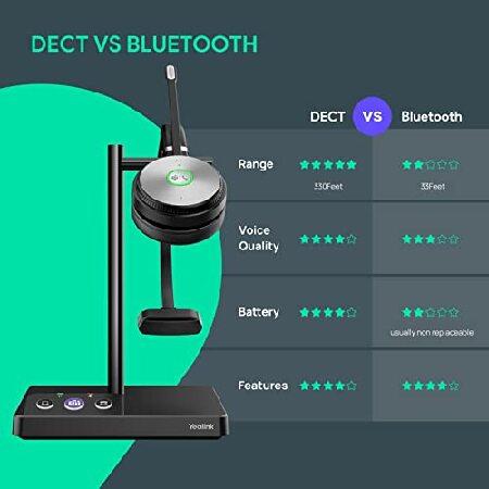 Yealink WH62 Wireless DECT Mono Headset Teams Certified, Wireless Headphones with Noise Canceling Microphone for PC Computer Laptop Mac, Office Desk P｜rest｜05