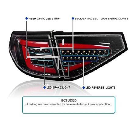 Spec-D チューニングジェット ブラック ハウジング クリアレンズ LED シーケンシャル テールライト 2008-2011 スバル インプレッサ 左 + 右 ペアアセンブリの画像
